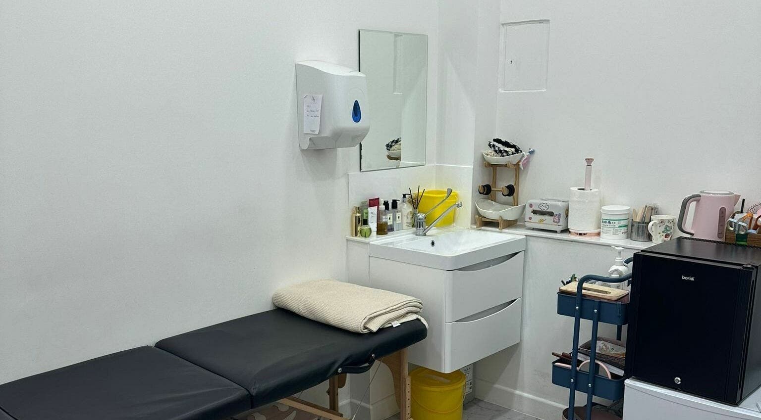 Cozy treatment room at Z.Z SkinCare London, featuring a massage table in London, England, GB.