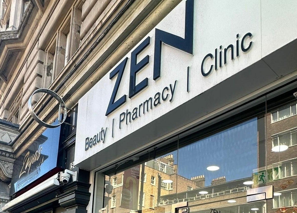 Z.Z SkinCare London facade in London, England, GB featuring prominent ZEN signage.