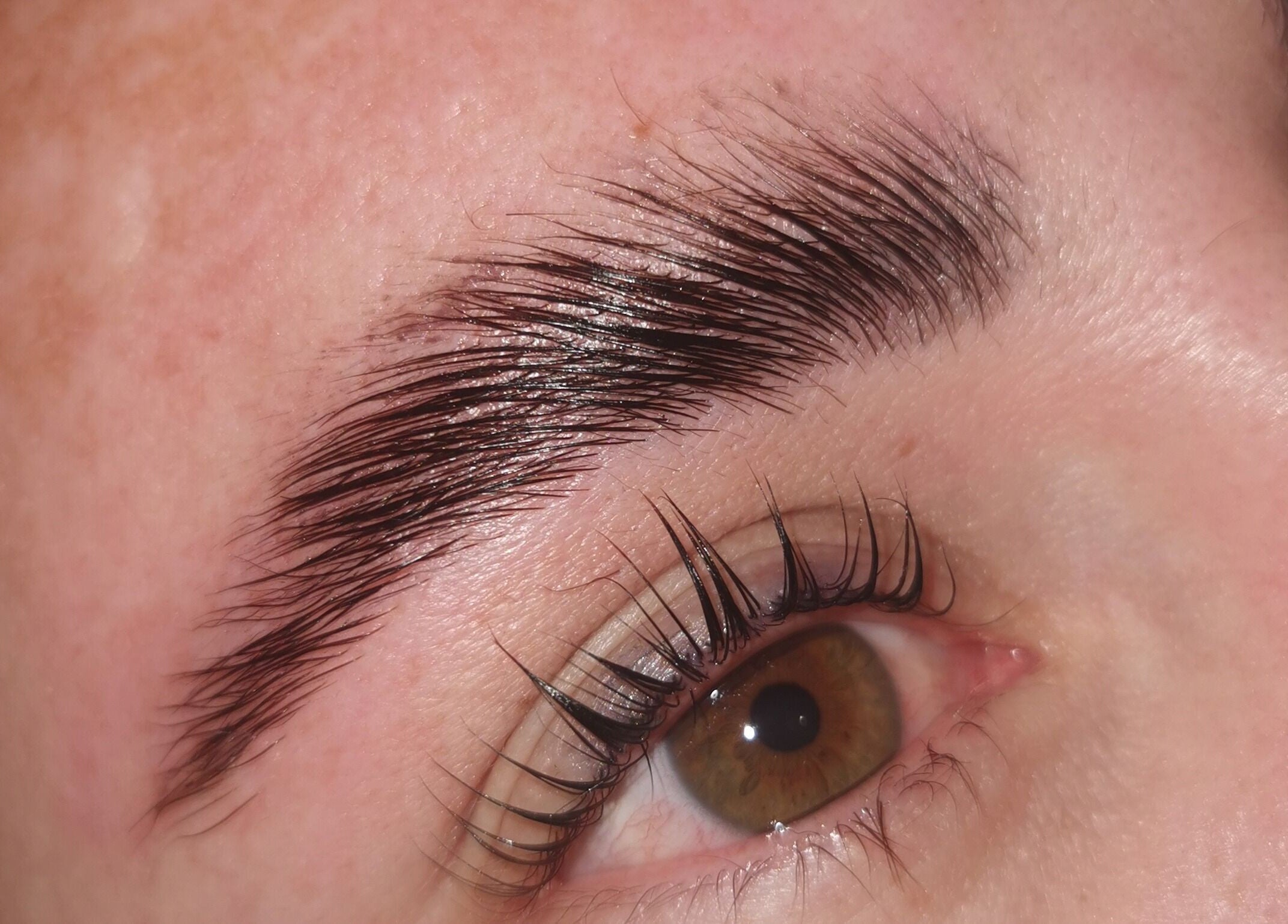 Close-up of expertly groomed eyebrow at Tranquil Times Medi-Spa, Robertson, Western Cape, ZA.