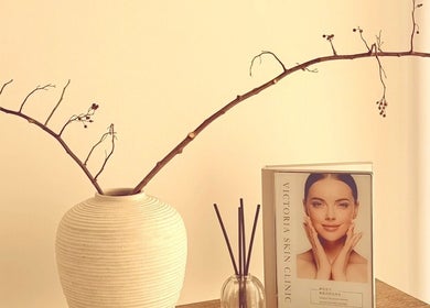Elegant vase and decor at Victoria Skin Clinic, Melbourne, Victoria, AU highlighting clinic's tranquil ambiance.