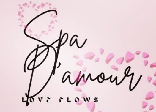 Spa D’amour logo with heart petals, located in Oistins, Christ Church, BB.