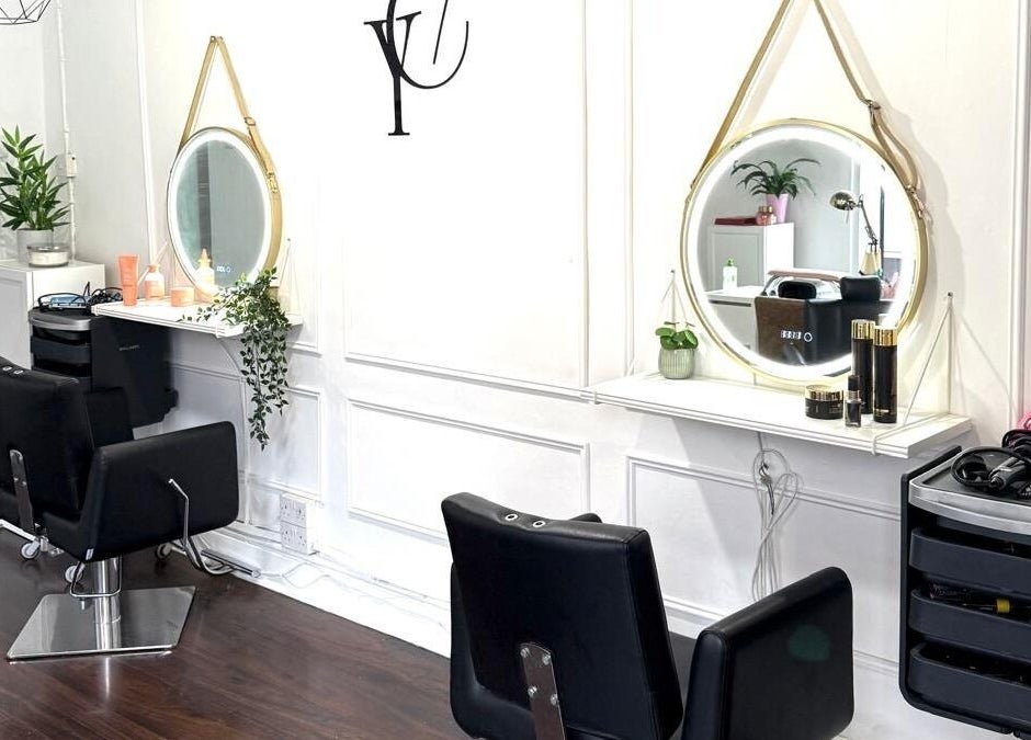 Stylish salon interior at You Concept in Dublin, County Dublin, IE with modern chairs and elegant mirrors.