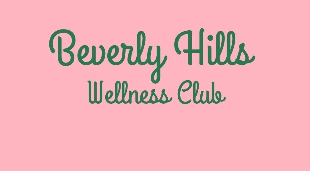 Beverly Hills Wellness Club logo on a pink background, Beverly Hills, California, US.