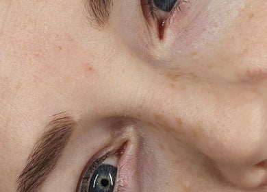 Close-up of clear skin and vibrant eyes at Precision by Sue, Cavan, County Cavan, IE.