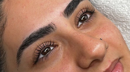 Close-up of meticulously groomed eyebrows and lashes at Plan B Beauty, Broadford, Victoria, AU.