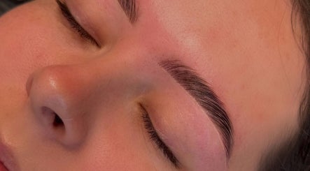 Close-up of perfectly sculpted eyebrows at Plan B Beauty, Broadford, Victoria, AU.