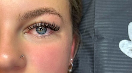 Close-up of a client's eye with enhanced lashes at Plan B Beauty, Broadford, Victoria, AU.