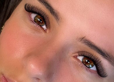 Close-up of beautifully enhanced lashes at Plan B Beauty in Broadford, Victoria, AU.