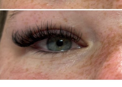 Close-up of eyelash extensions at Feel Good with Somemetime, Rosyth, Scotland, GB.