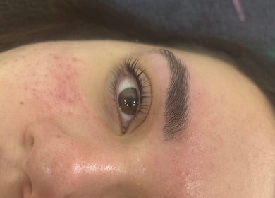 Close-up of expertly shaped eyebrow at Feel Good with Somemetime in Rosyth, Scotland, GB.
