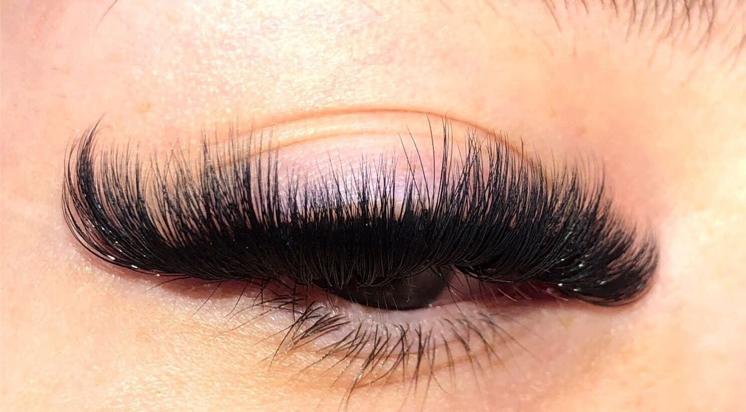 Close-up of eyelash extensions at Indybeautyuk, Stilton, England, GB showcasing volume and precision.