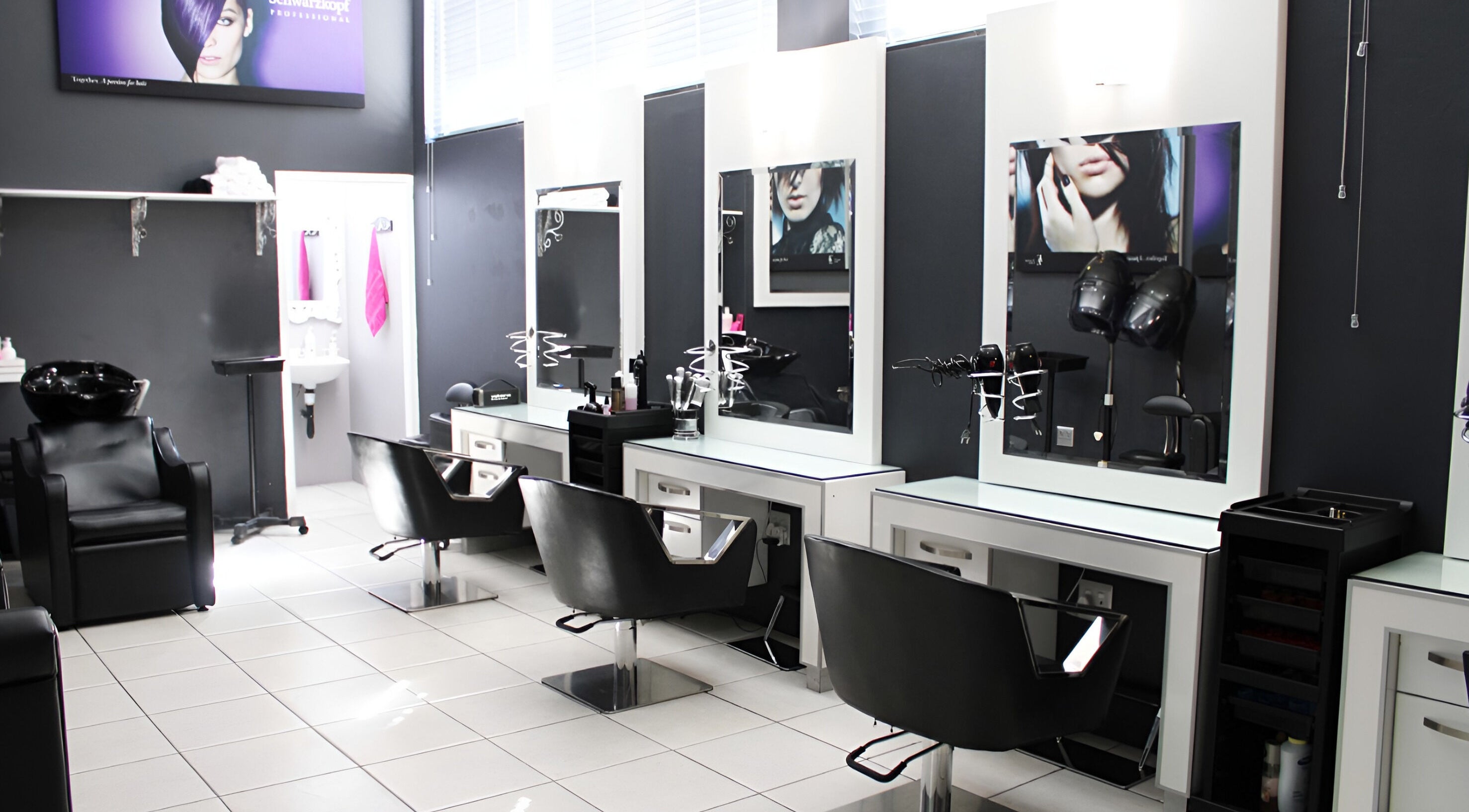 Modern hair salon interior at Hadassah Aesthetic Hair and Beauty Clinic, Upington, Northern Cape, ZA.
