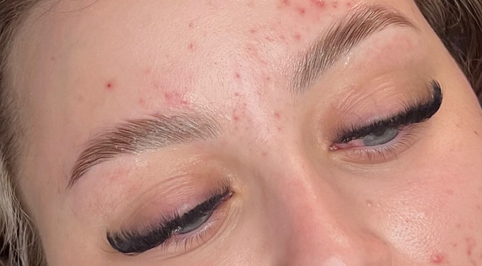 Close-up of styled eyebrows and lashes at Beauty by Jemma Rose, Melbourne, Victoria, AU.