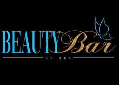 Beauty Bar by Bri logo featuring gold and blue text. Located in Bridgetown, Saint James, BB.