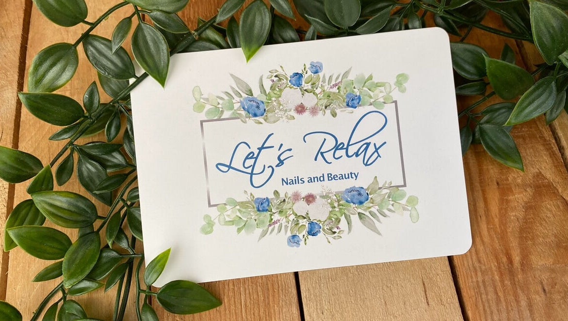 Let's Relax Nails and Beauty logo with florals, Park Gate, England, GB.