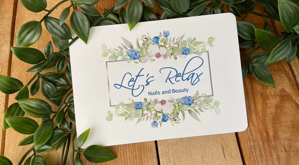 Let's Relax Nails and Beauty logo with florals, Park Gate, England, GB.