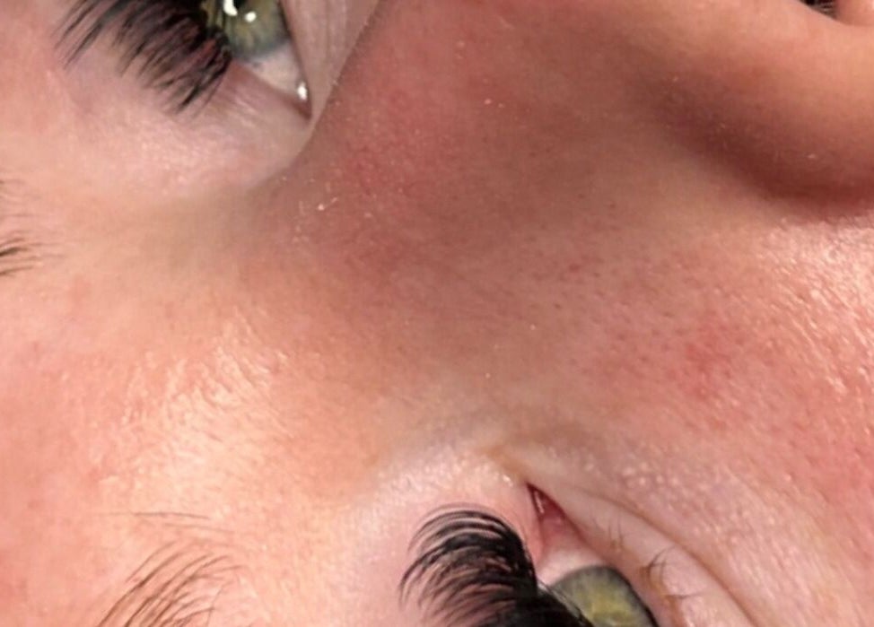 Close-up of expertly applied eyelash extensions at Sugar Lash Suite, Smethwick, England, GB.