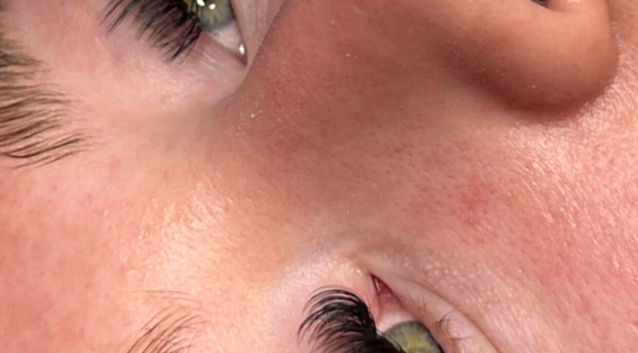 Close-up of expertly applied eyelash extensions at Sugar Lash Suite, Smethwick, England, GB.