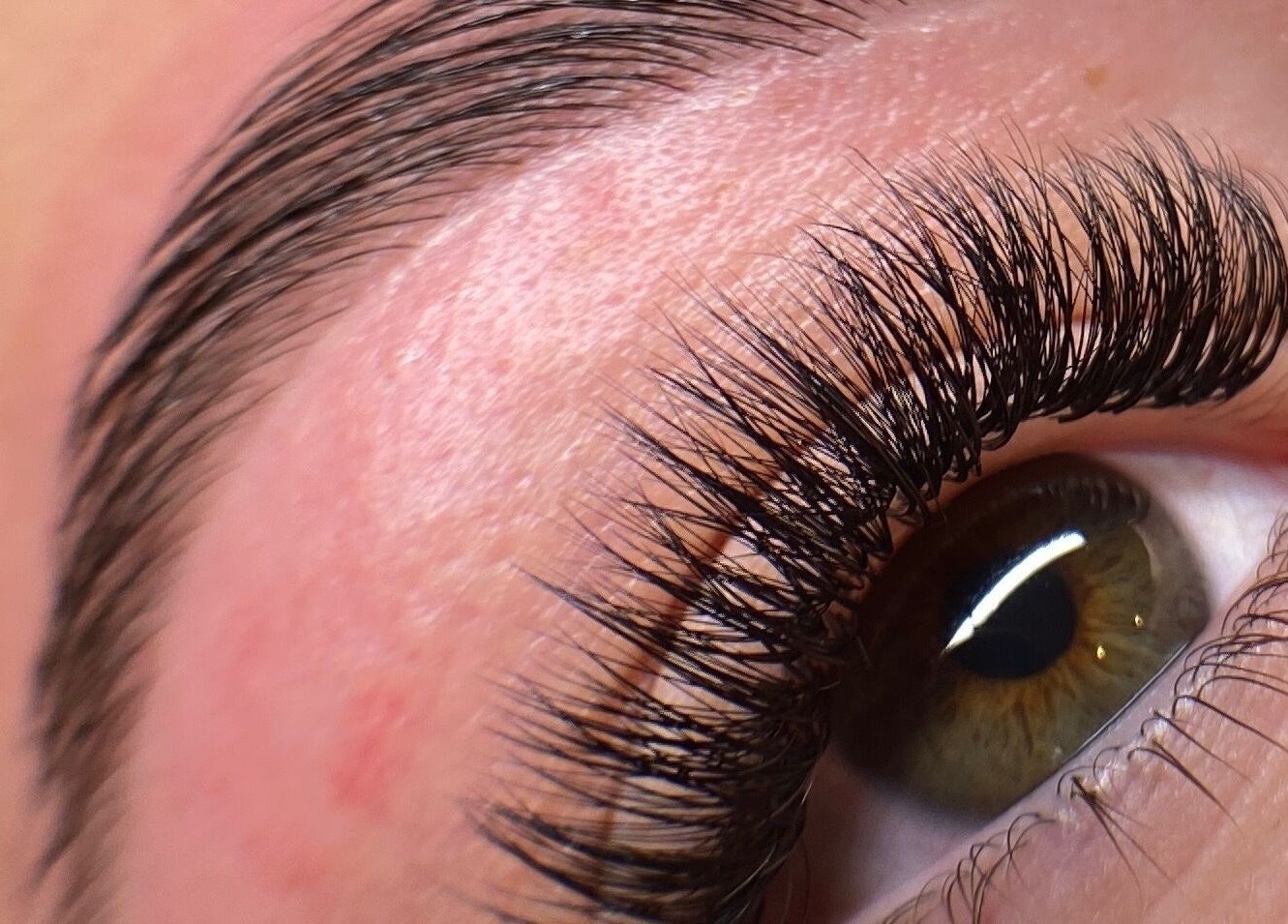 Close-up of expertly applied eyelashes at Lashes by Sann in Leighton Buzzard, England, GB.