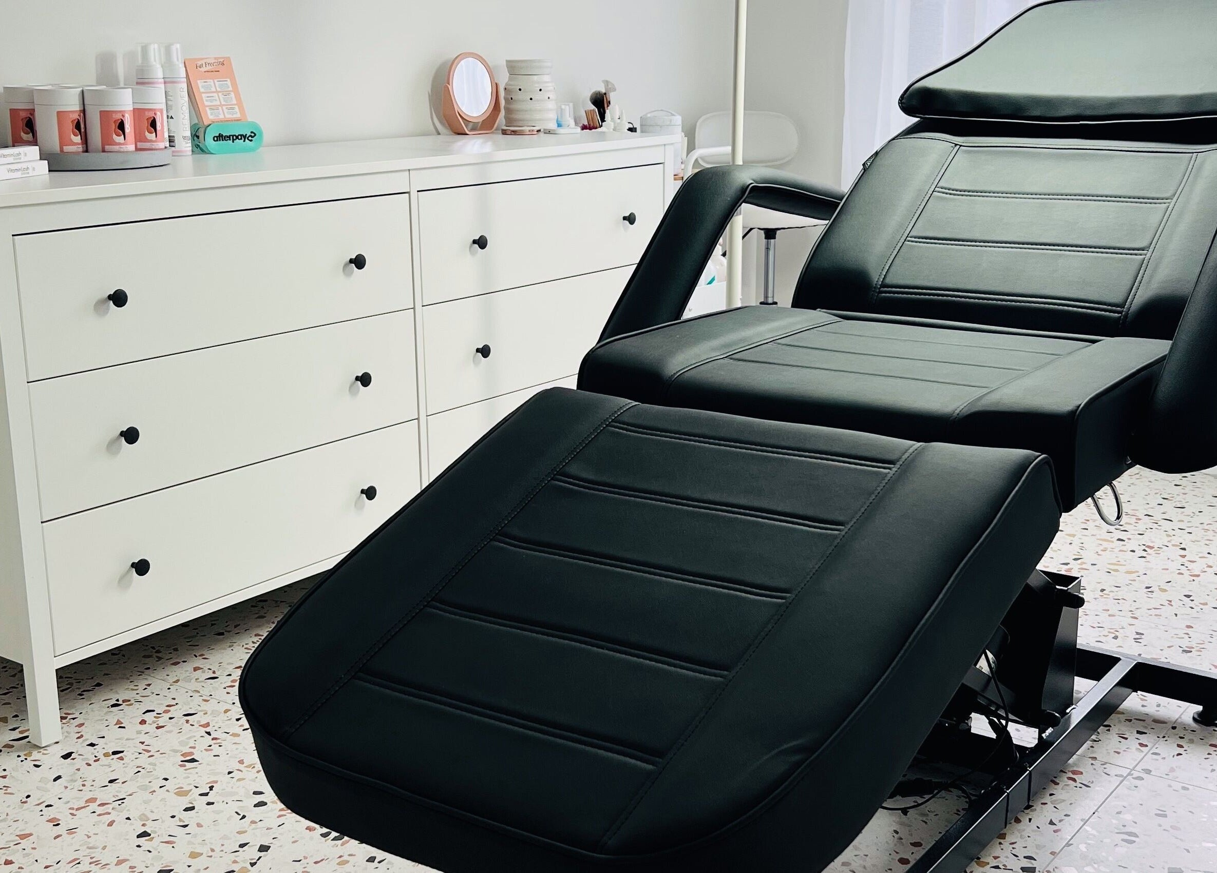 Luxurious treatment chair and dresser at Beauty by B in Caversham, Western Australia, AU spa room.