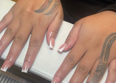 French manicure design at HumS Beauty Clinic, Mosgiel, Otago Region, NZ.