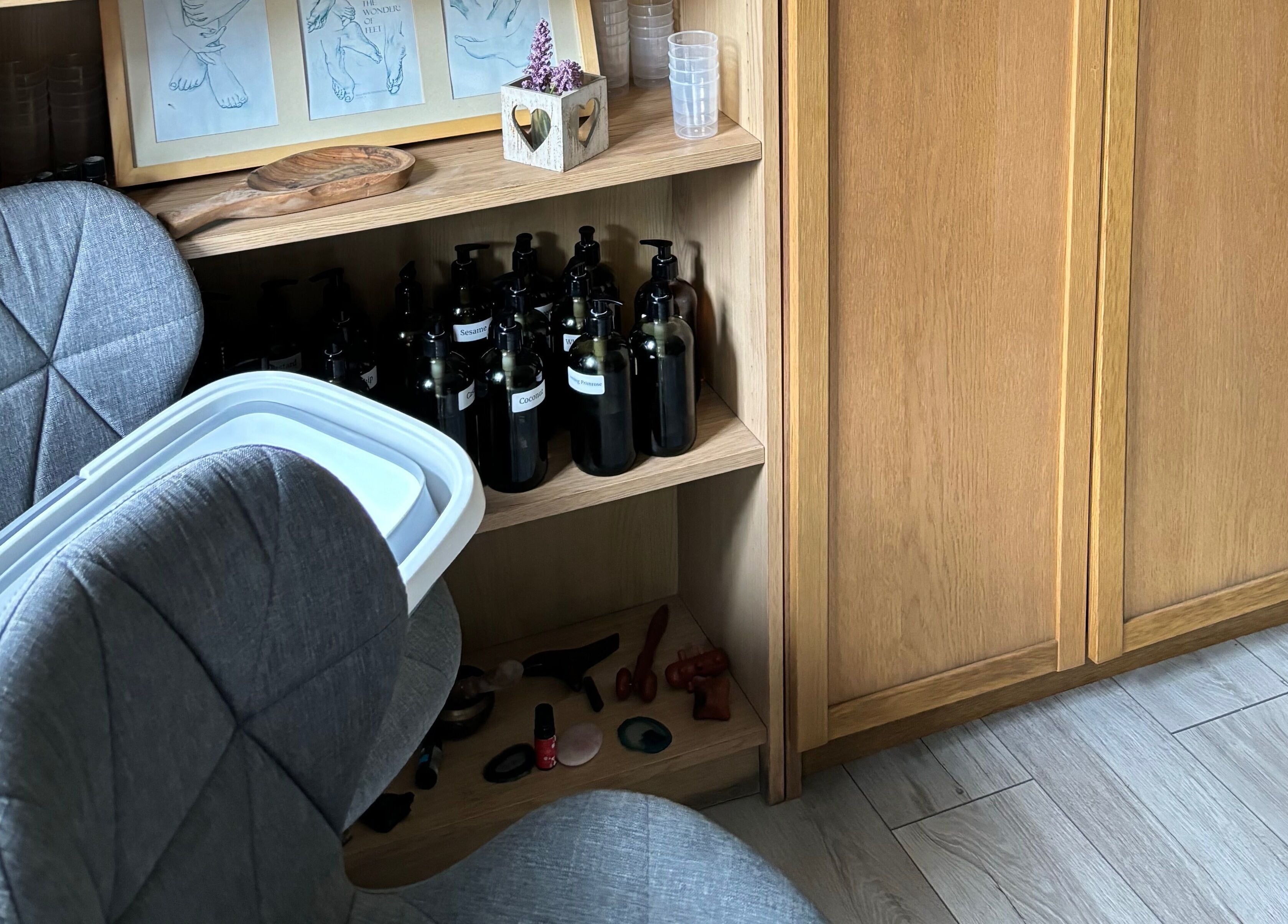 Cozy interior with wellness products on shelves at Kerridwen, Cardiff, Wales, GB.