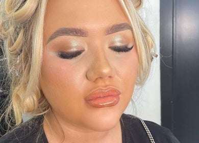 Woman with styled hair and makeup at Kayley Cullen Beauty, Morley, England, GB.