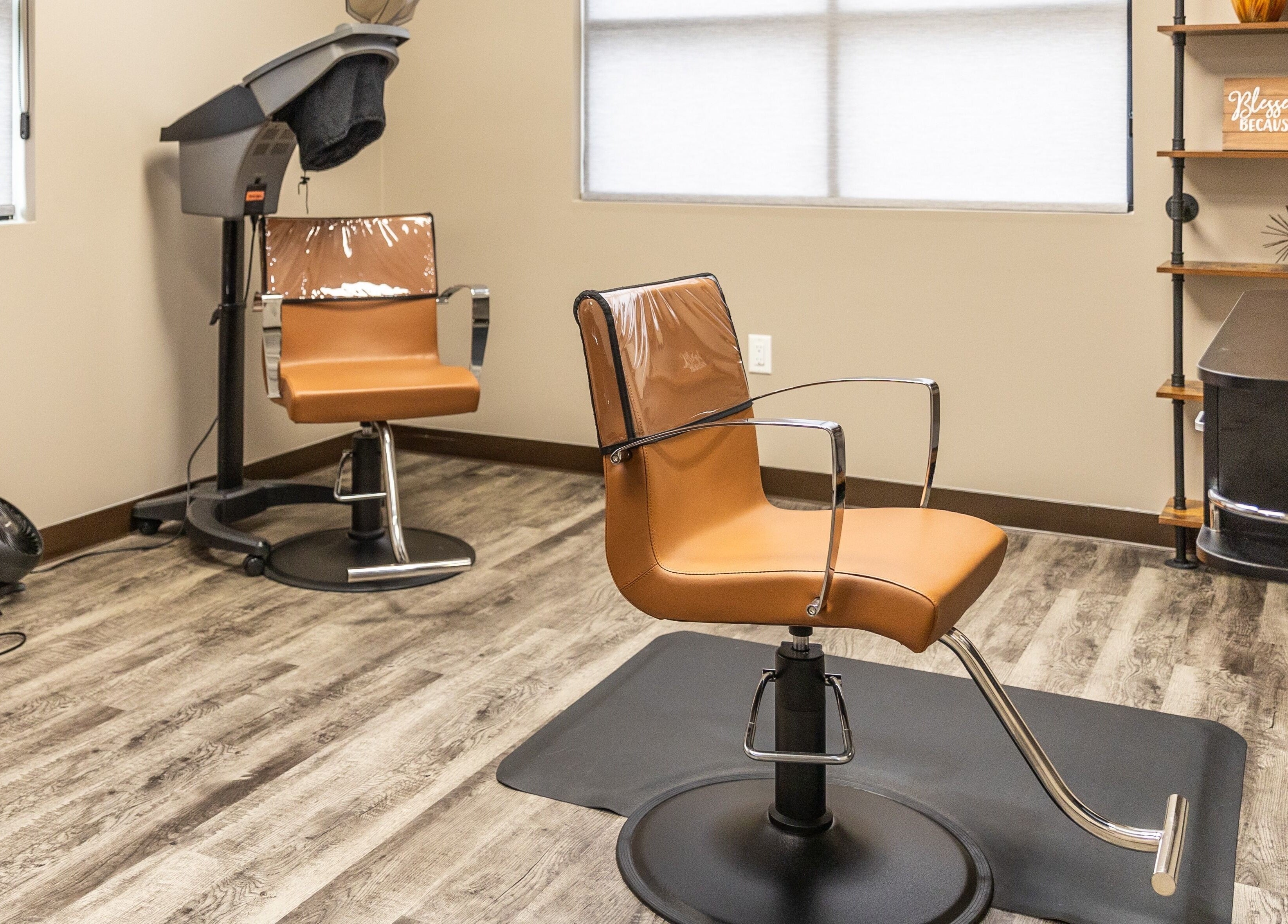 Modern salon chairs in Its Personal the Salon, Pearland, Texas, US. Sleek design enhances the inviting atmosphere.