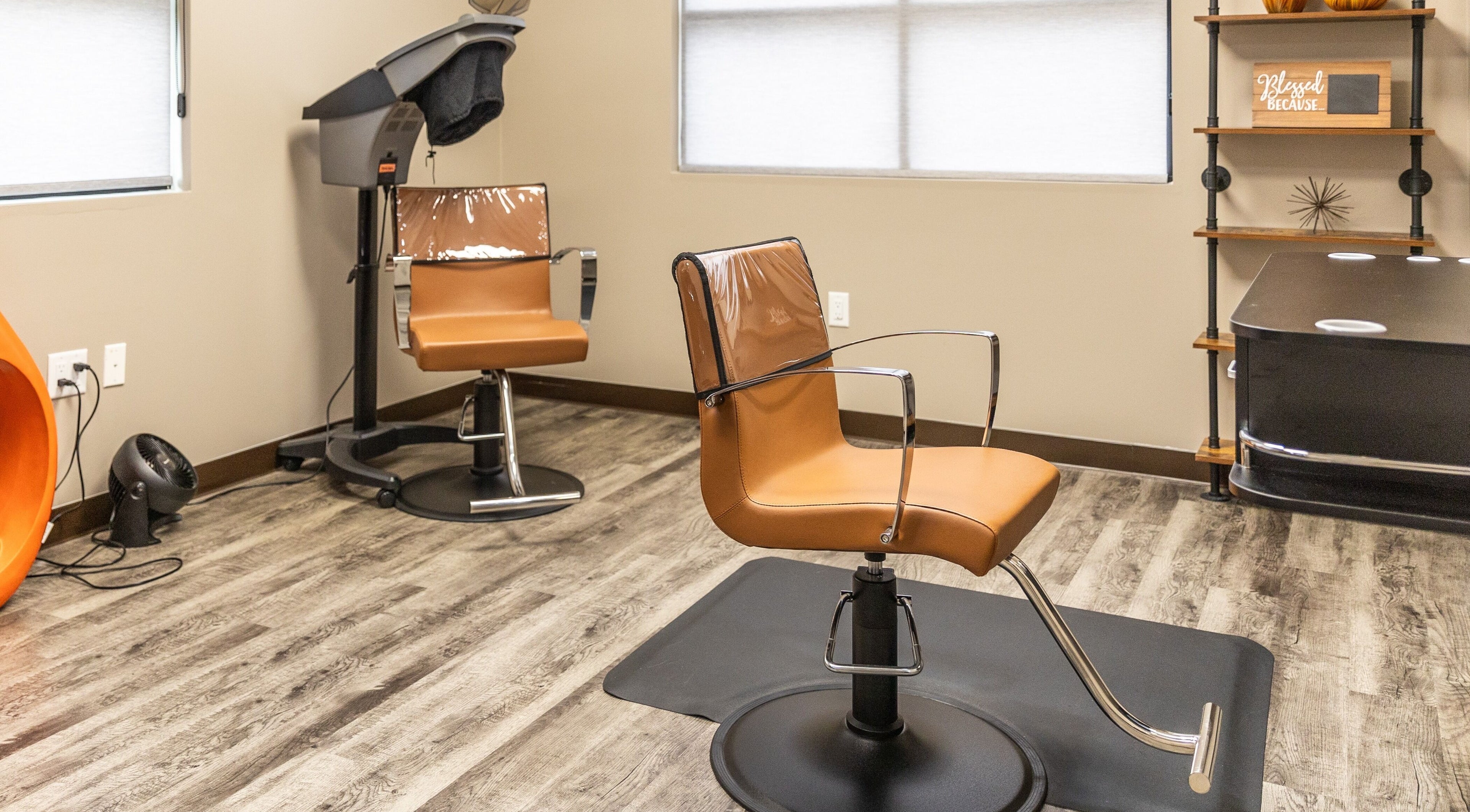 Modern salon chairs in Its Personal the Salon, Pearland, Texas, US. Sleek design enhances the inviting atmosphere.