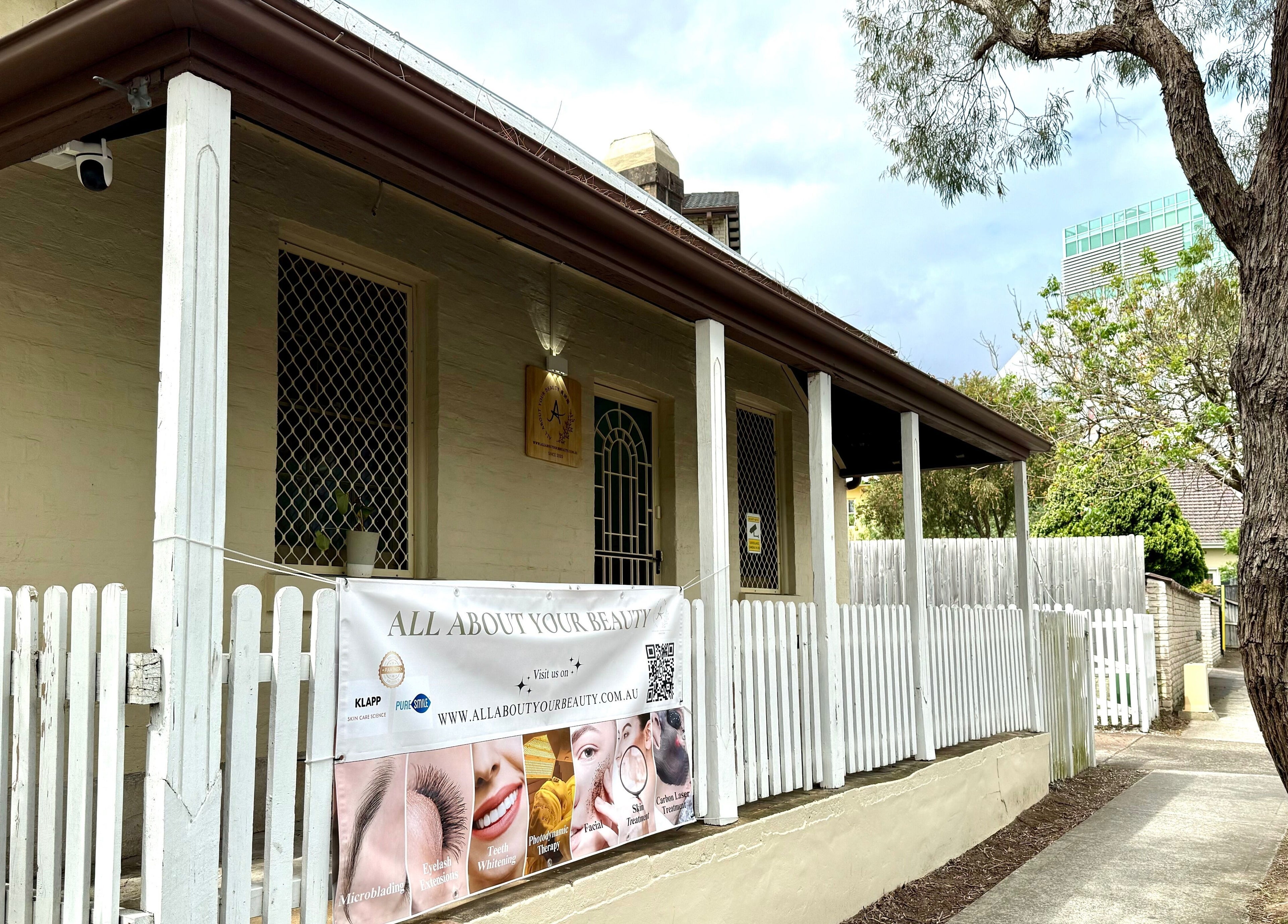 Front view of All About Your Beauty 美妍阁, North Parramatta, New South Wales, AU with white fence.