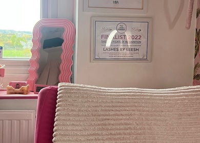 Lashes By Leesh Witney beauty setup with award certificate, Witney, England, GB.
