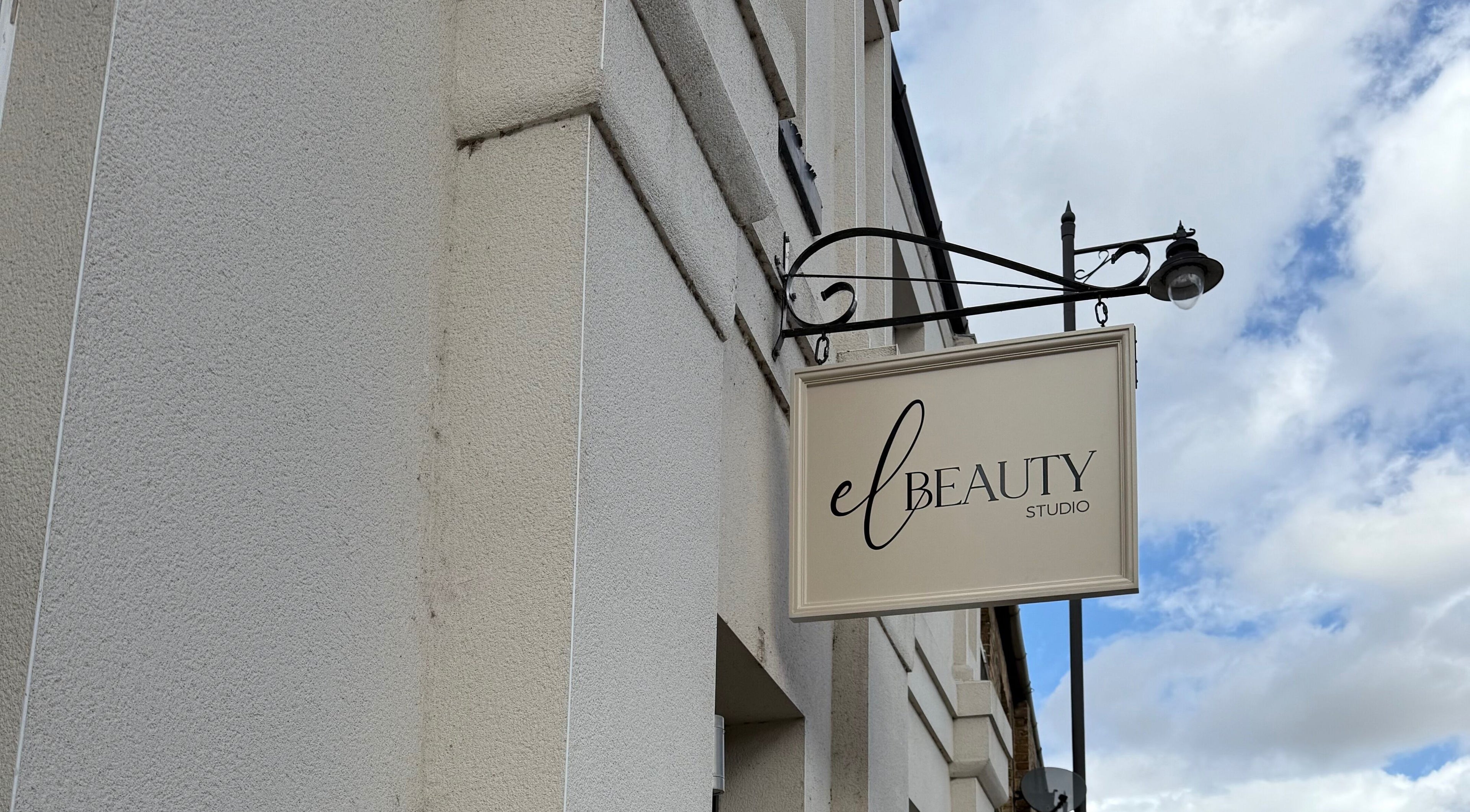 El Beauty Studio sign on building facade, Market Deeping, England, GB.