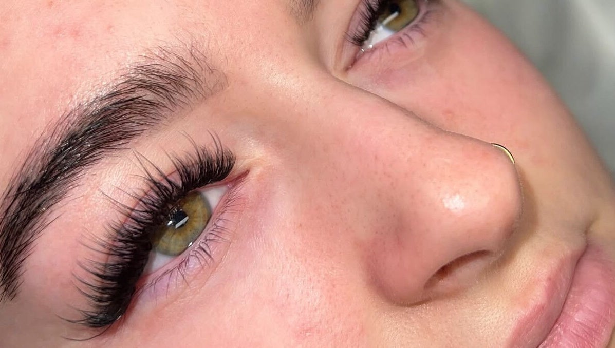 Close-up of eyelash extensions at Lashed by Nadia, Birkenhead, England, GB.
