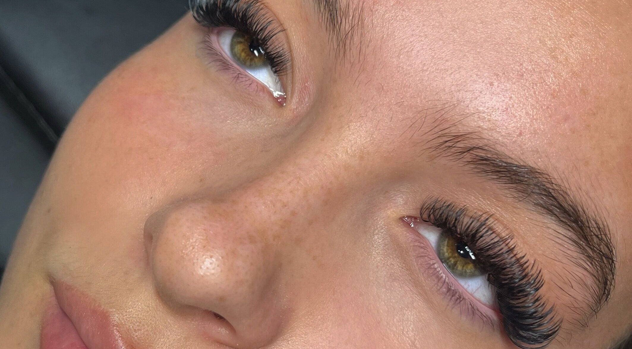 Close-up of expertly applied lashes at Lashed by Nadia in Birkenhead, England, GB.