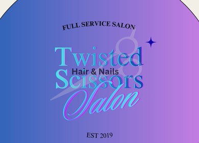 Twisted Scissors Family Salon LLC logo featuring vibrant colors in Marlette, Michigan, US.