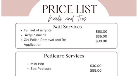 Nail and pedicure services price list at Twisted Scissors Family Salon LLC, Marlette, Michigan, US.
