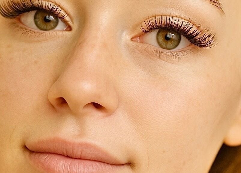 Close-up of expertly done eyelashes at [SE:RE] Sienna Beauty Bar, Melbourne, Victoria, AU.