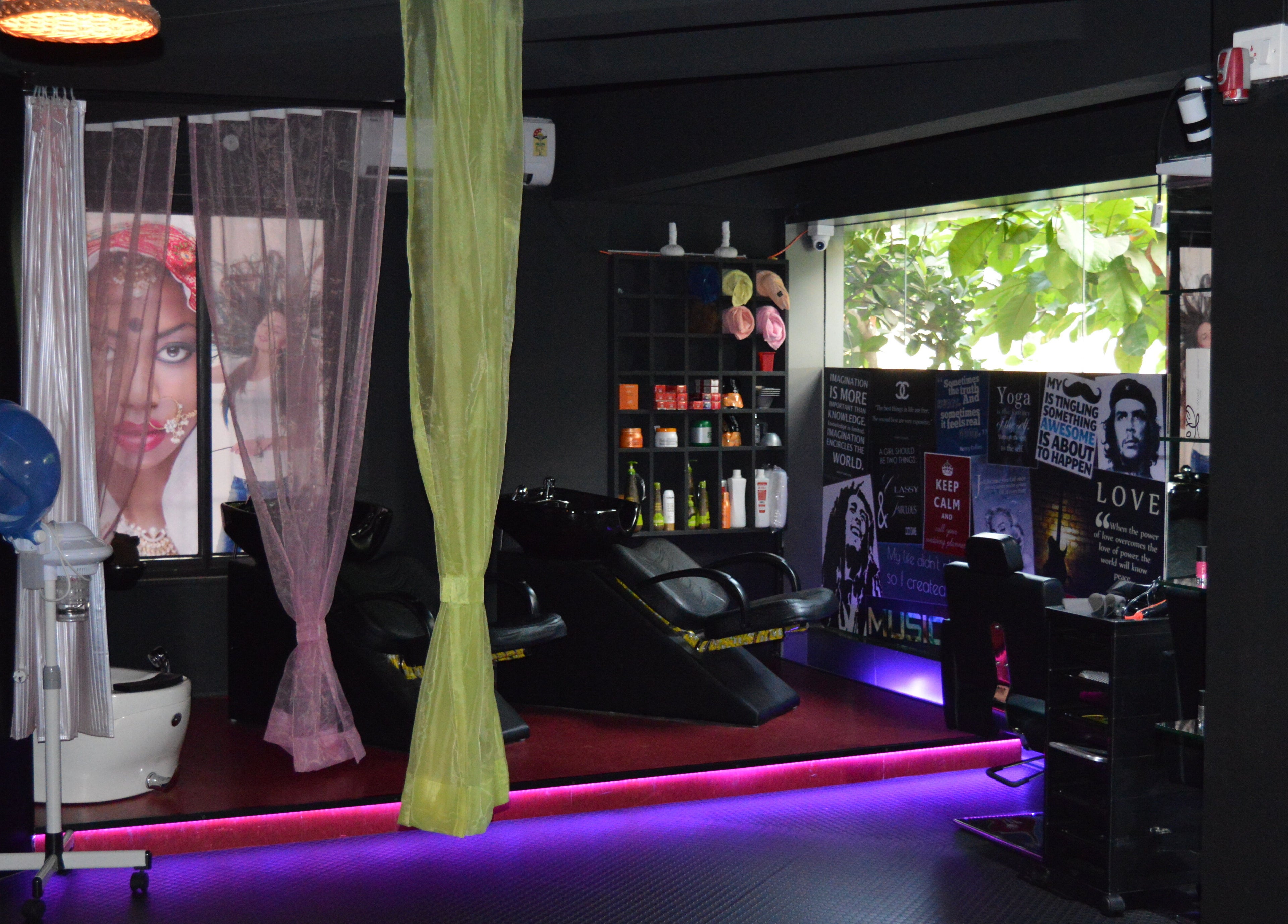 Elegant salon interior at Nj's Lounge Talaopali Branch - Thane, featuring stylish decor. Located in Thane, Maharashtra, IN.