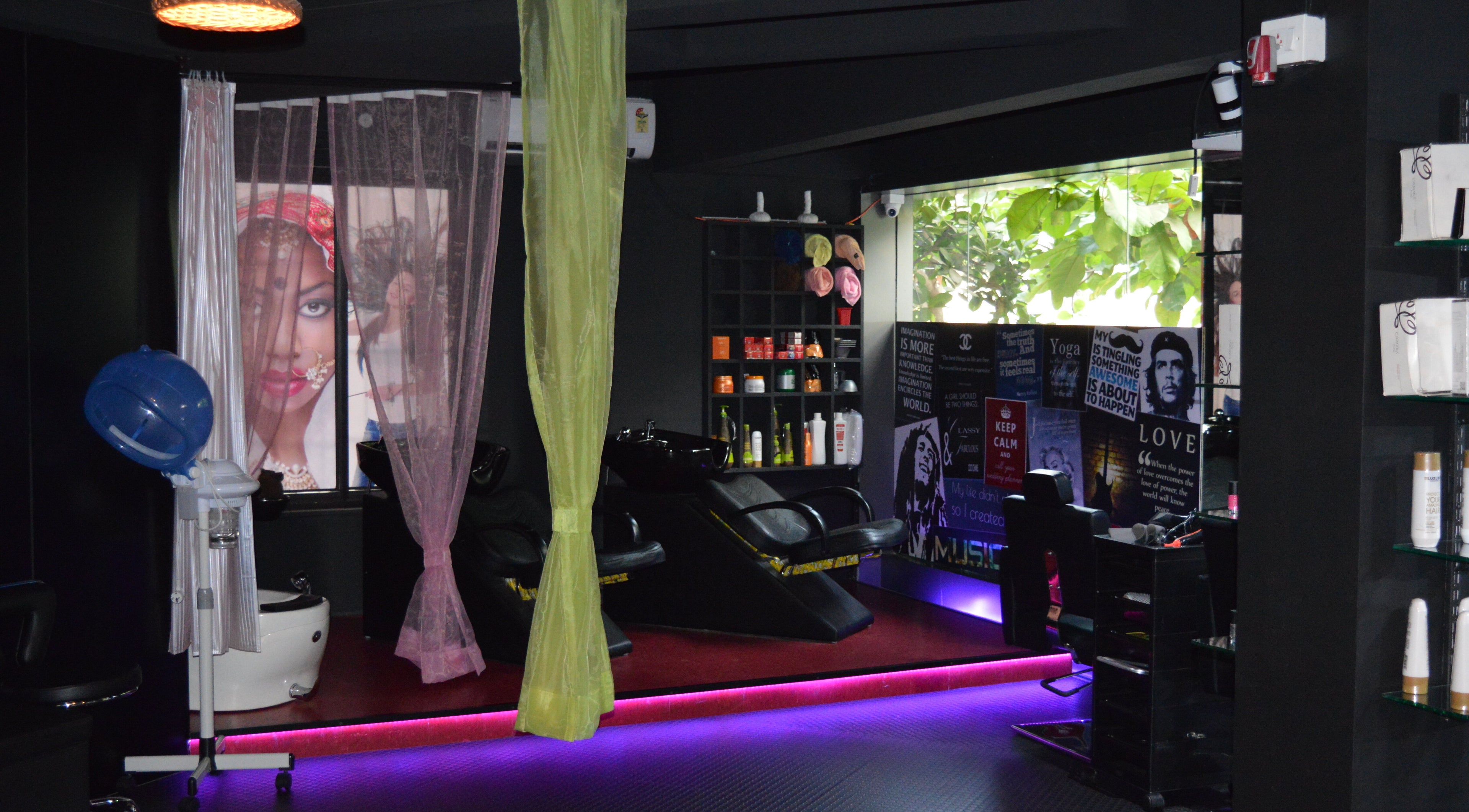 Elegant salon interior at Nj's Lounge Talaopali Branch - Thane, featuring stylish decor. Located in Thane, Maharashtra, IN.
