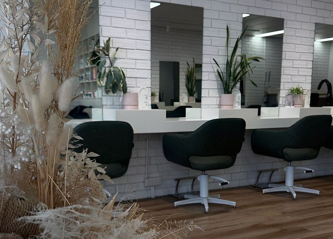 Modern salon styling area at Two Blondes, Melbourne, Victoria, AU.