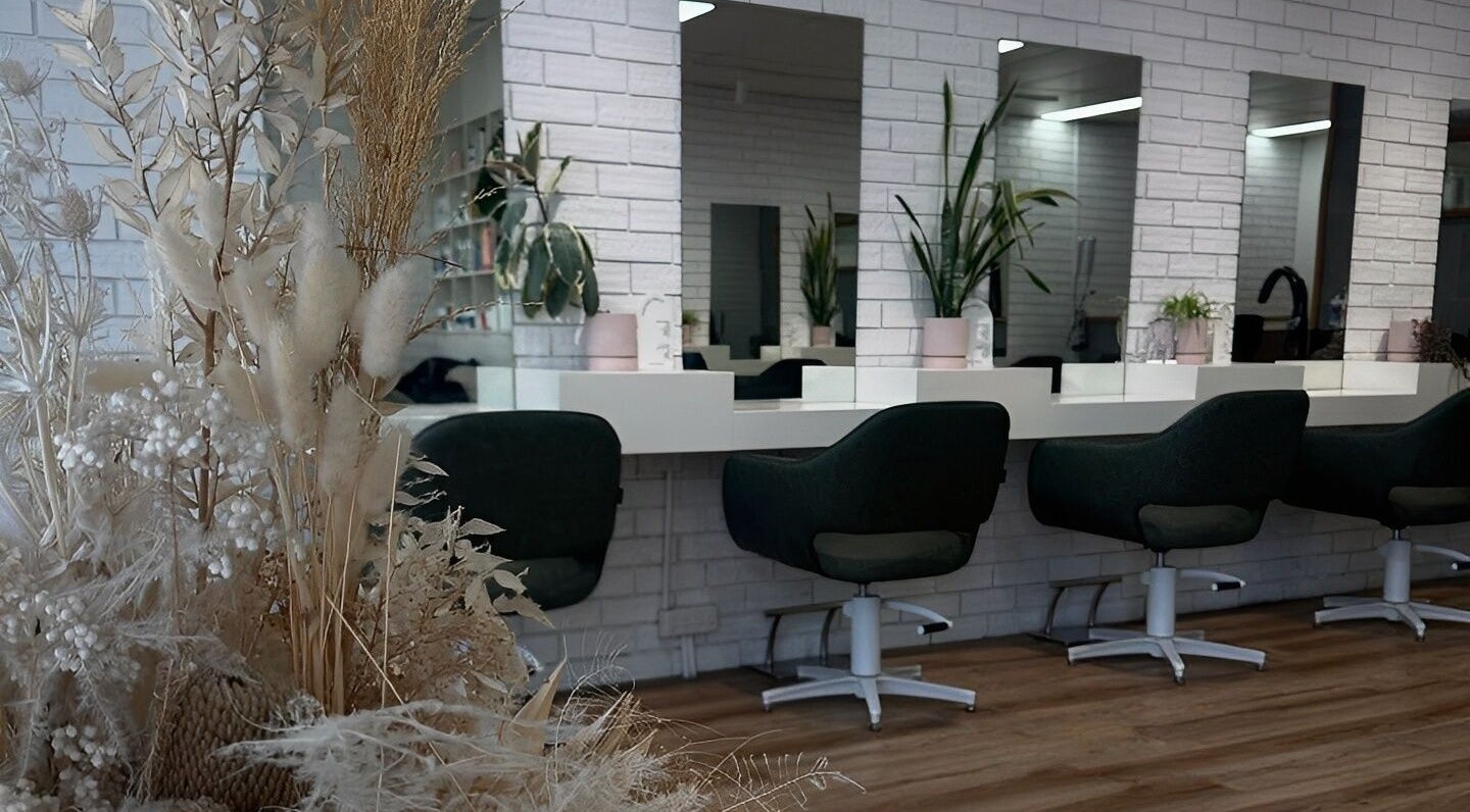 Modern salon styling area at Two Blondes, Melbourne, Victoria, AU.