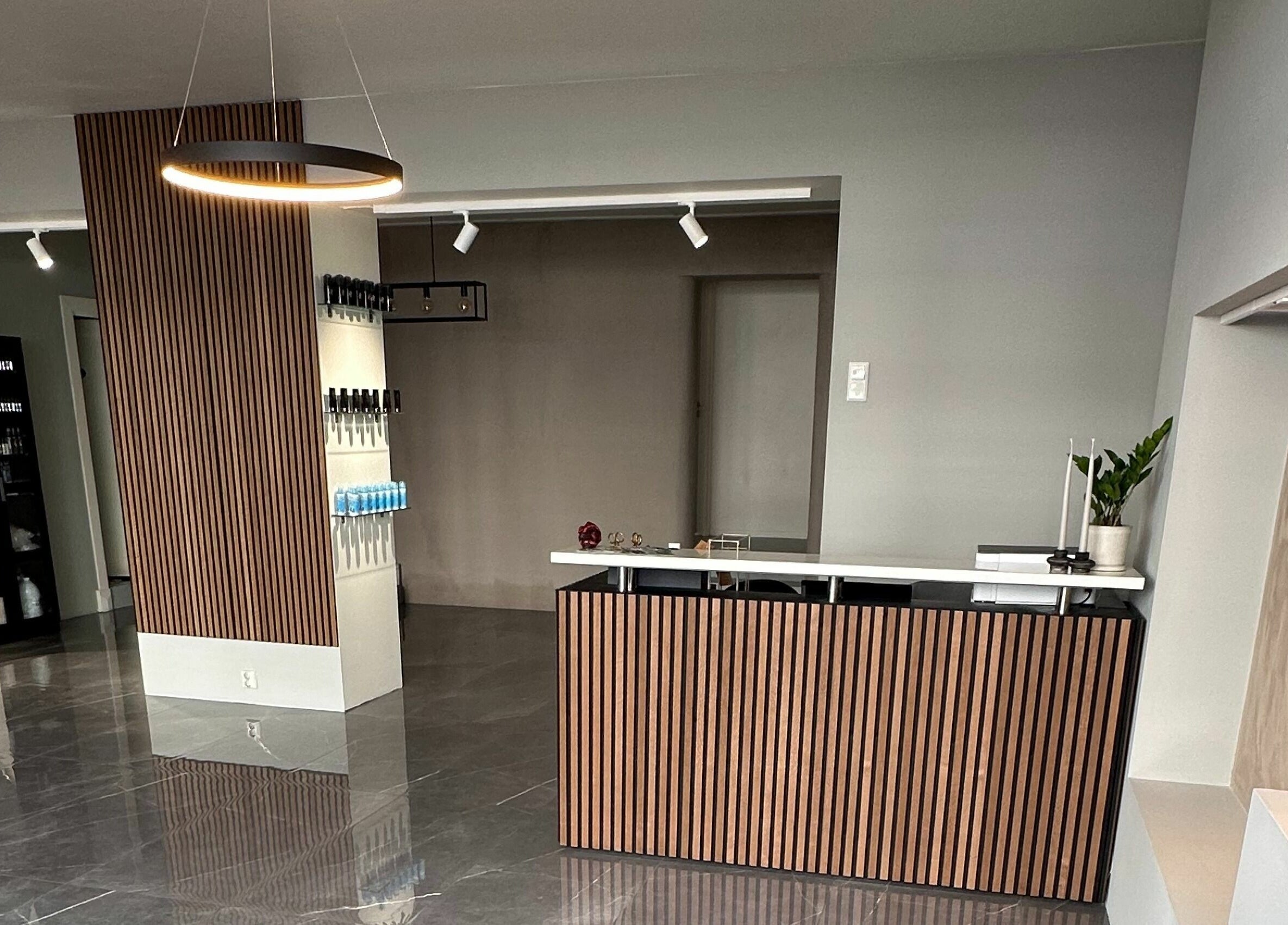 Modern reception area in Oslo with wood accents, located in Oslo, Oslo, NO.