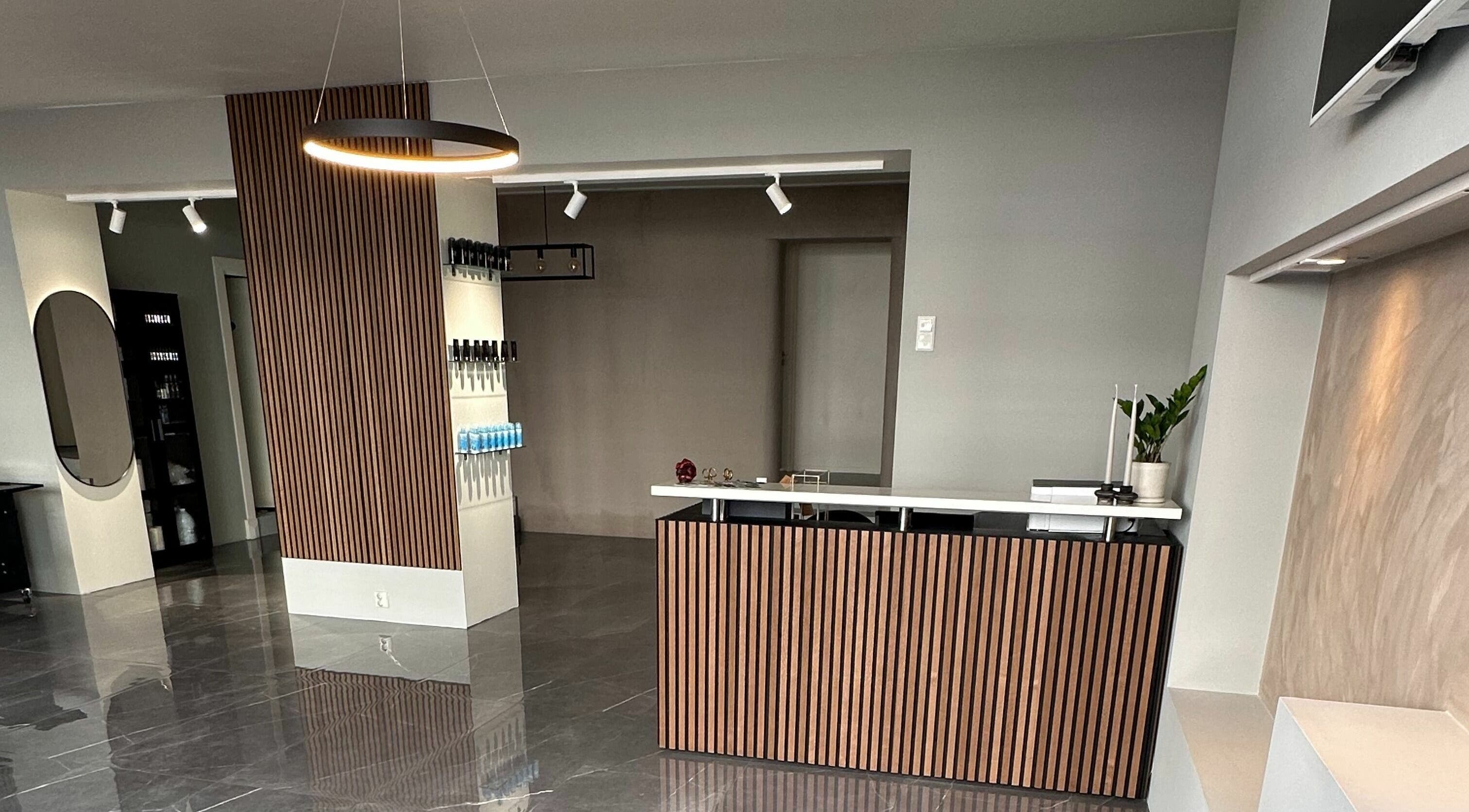 Modern reception area in Oslo with wood accents, located in Oslo, Oslo, NO.