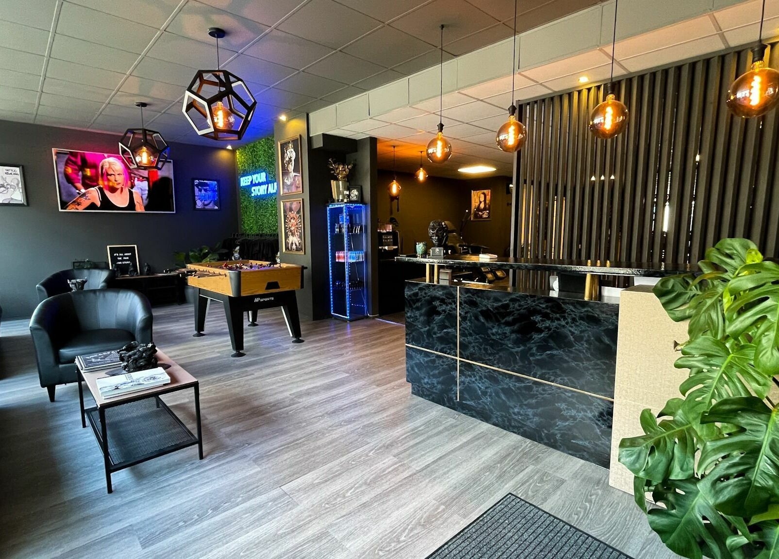 Sophisticated lounge at Kristiansand venue with plants, seating, and stylish decor in Kristiansand, Agder, NO.