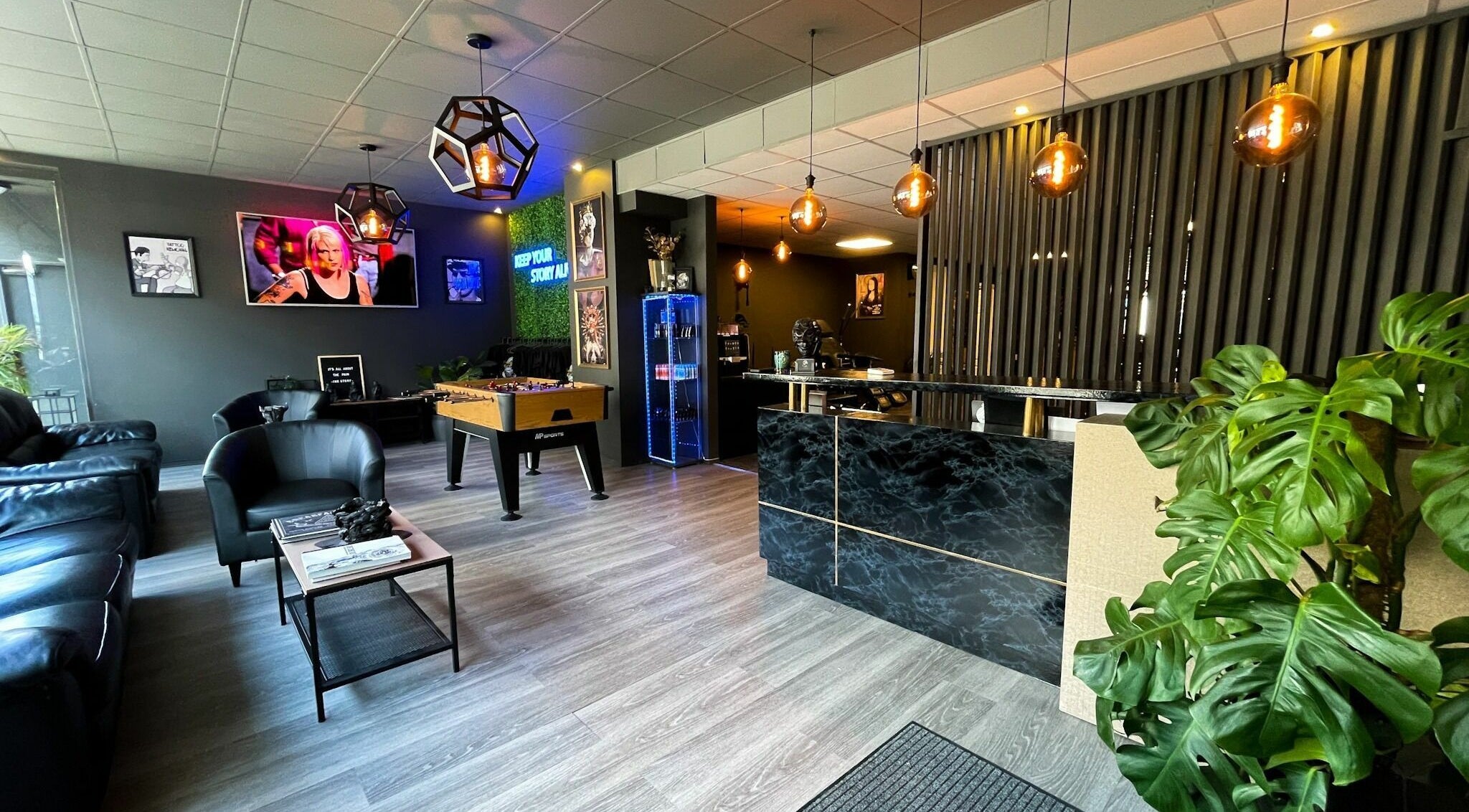 Sophisticated lounge at Kristiansand venue with plants, seating, and stylish decor in Kristiansand, Agder, NO.