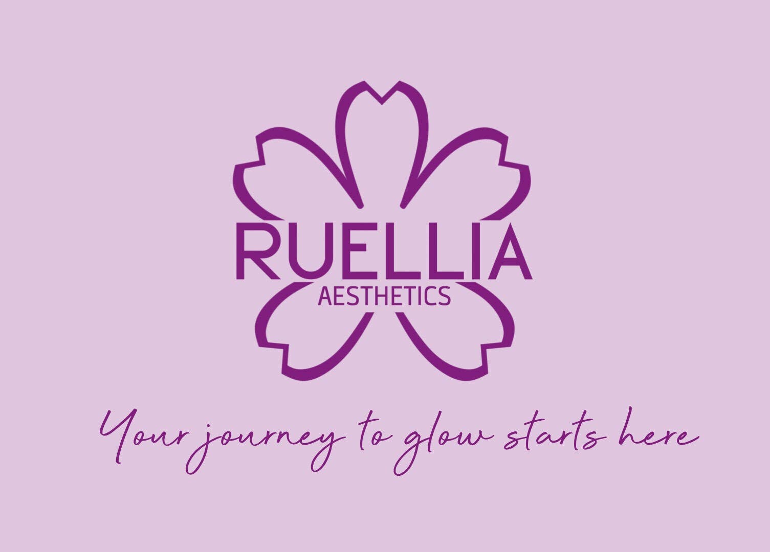 Ruellia Aesthetics logo with tagline 'Your journey to glow starts here', Kingston, St. Andrew Parish, JM.