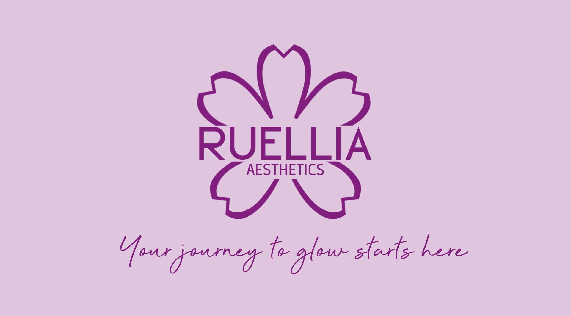Ruellia Aesthetics logo with tagline 'Your journey to glow starts here', Kingston, St. Andrew Parish, JM.