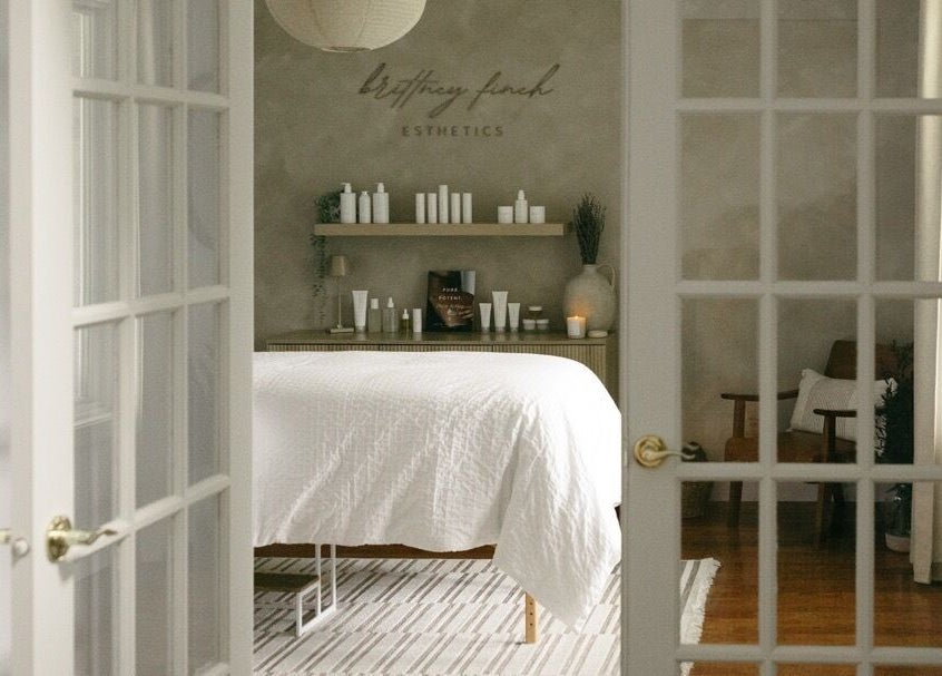 Cozy treatment room at Brittney Finch Esthetics, Ottawa, Ontario, CA, showcasing a welcoming spa ambiance.
