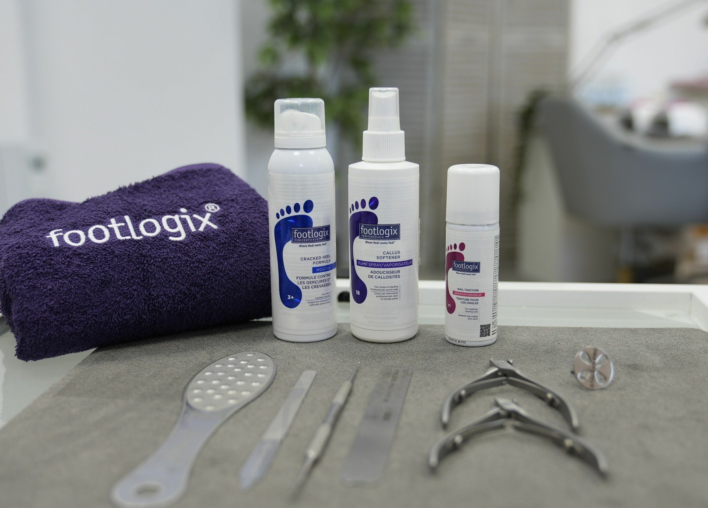 Footlogix pedicure essentials displayed at Fab Nails Thurles, County Tipperary, IE.