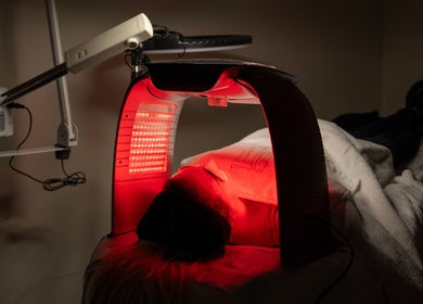 LED light facial treatment at Beautique Nails and Aesthetics & Co Ltd, Taupō, Waikato, NZ.